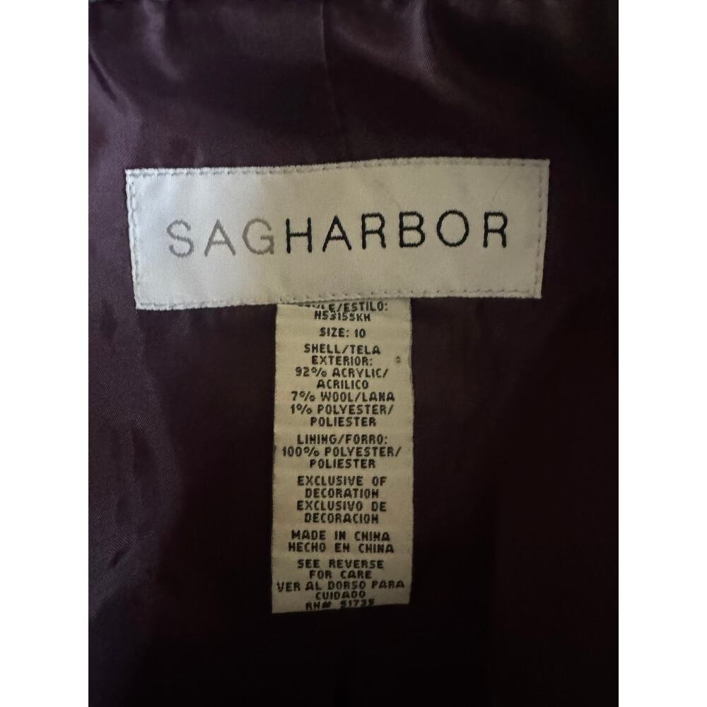 Vintage Sag Harbor Size 10 Purple Geometric Wool Blend Mod Blazer Jacket - Picture 5 of 9